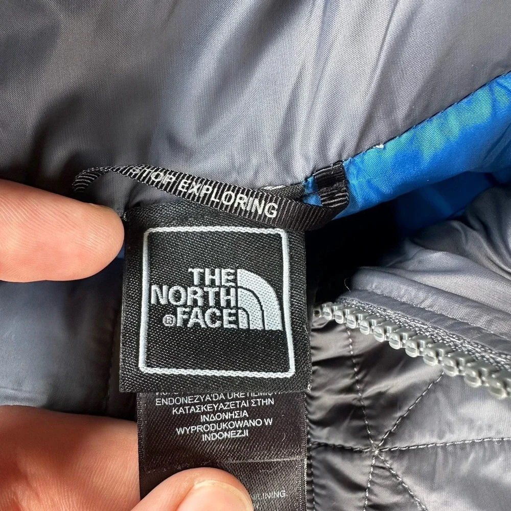 The North Face Puffer Vest Mens XL Gray Geometric Quilted Full Zip GorpCore